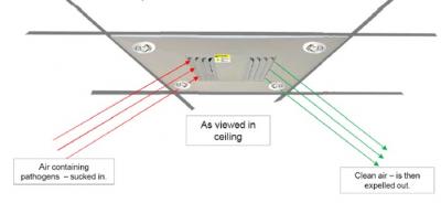 BIOVAC luminaire available with or without downlighters